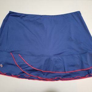 CROSS COURT Navy Blue & Red Tennis Skort Skirt Women's SZ XL 50 UPF UV